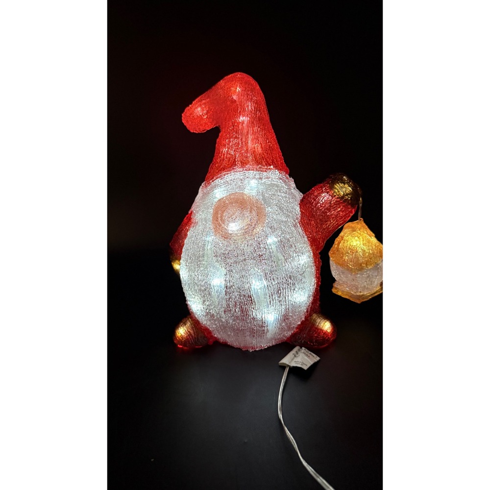 Lumineo LED Acrylic Gnome Christmas Figure Indoor Outdoor Light Up Lantern 11.6"